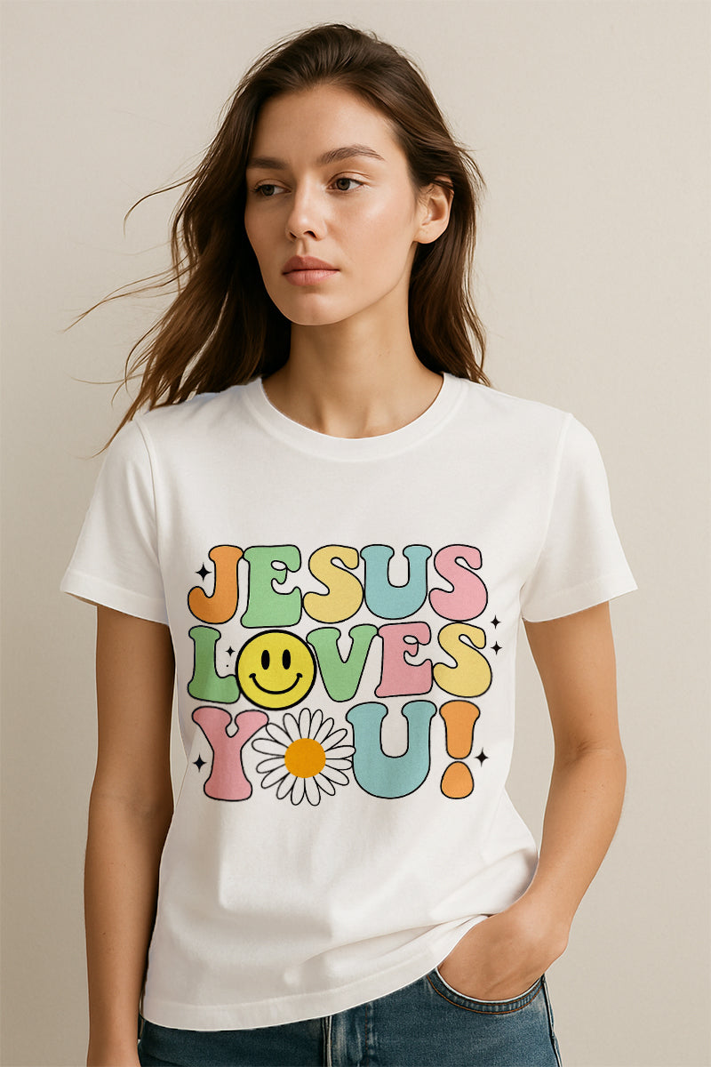 Jesus Loves You Christians Cotton T-Shirt V