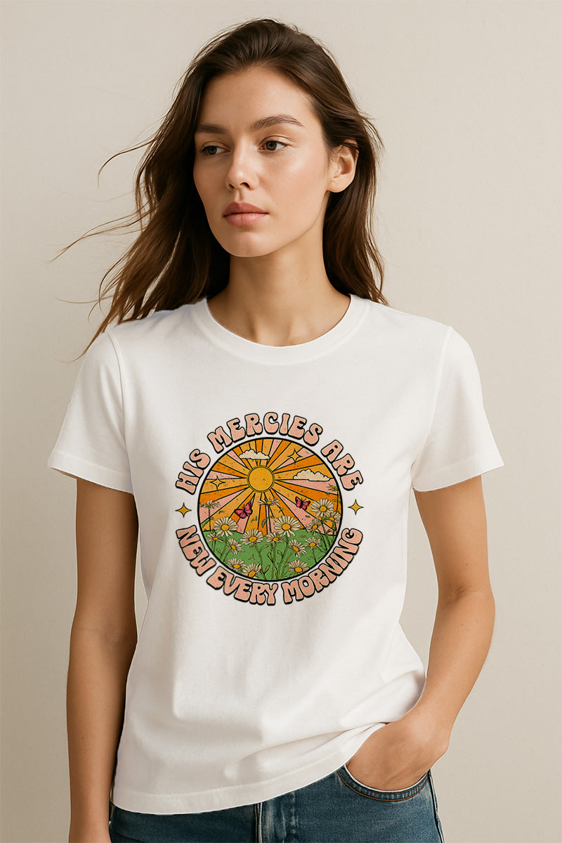 His Mercies are New Every Morning Christians Cotton T-Shirt XV