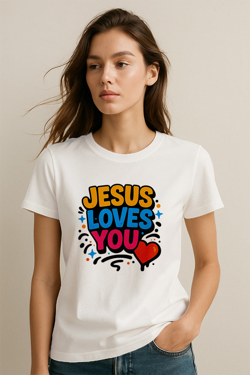 Jesus Loves You Christians Cotton T-Shirt XII