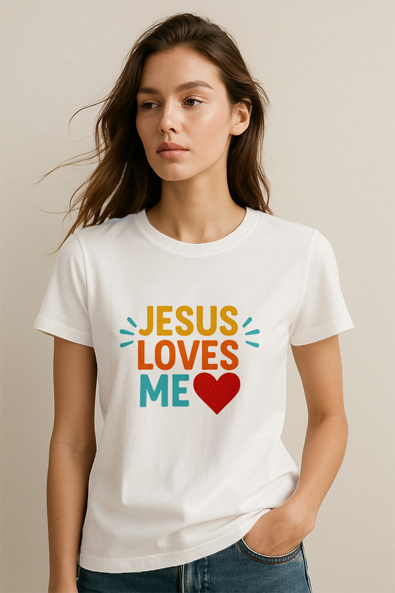 Jesus Loves Me Christians Cotton T-Shirt V