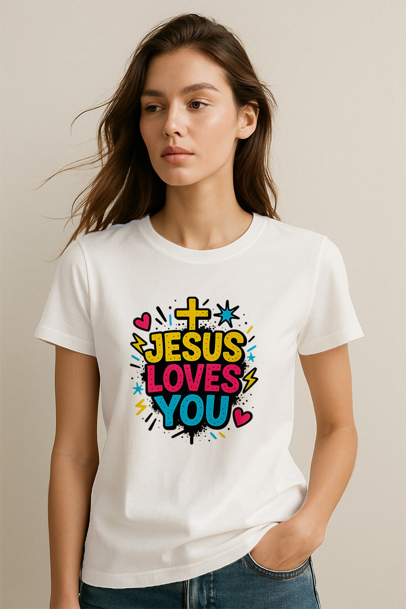 Jesus Loves You Christians Cotton T-Shirt XI