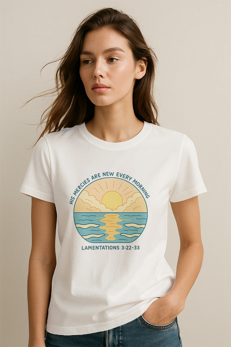 His Mercies are New Every Morning Christians Cotton T-Shirt IX