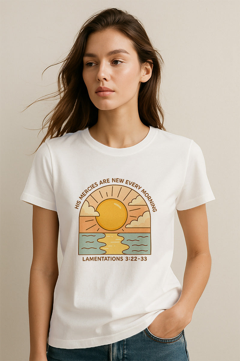 His Mercies are New Every Morning Christians Cotton T-Shirt IV
