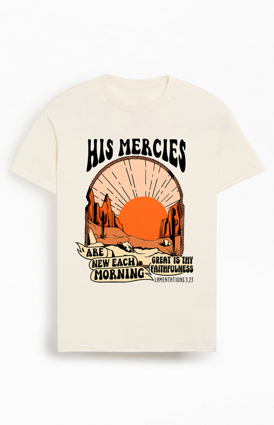 His Mercies are New Every Morning  Christians Cotton T-Shirt XII