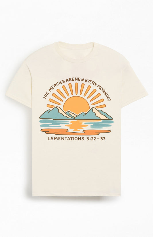 His Mercies are New Every Morning  Christians Cotton T-Shirt VI