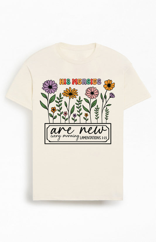 His Mercies are New Every Morning  Christians Cotton T-Shirt VIII
