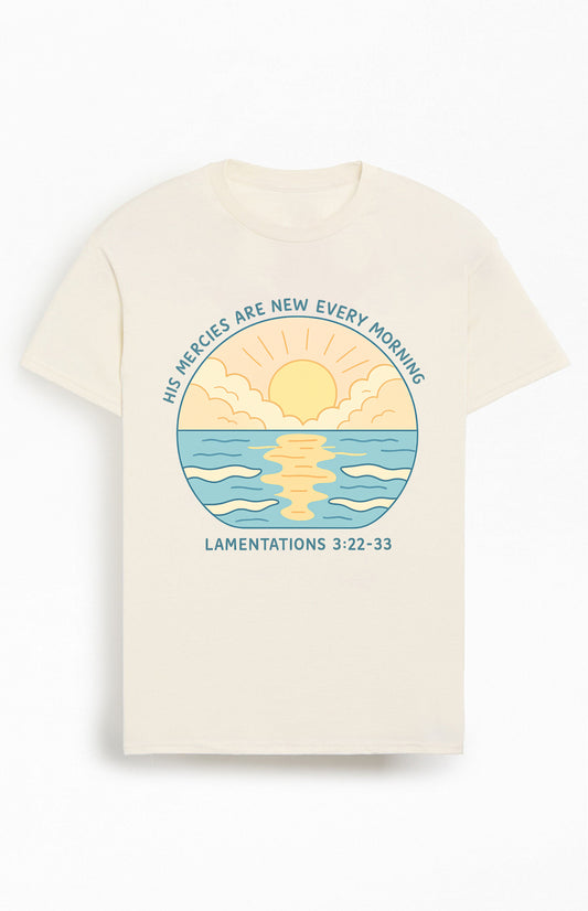 His Mercies are New Every Morning  Christians Cotton T-Shirt IX