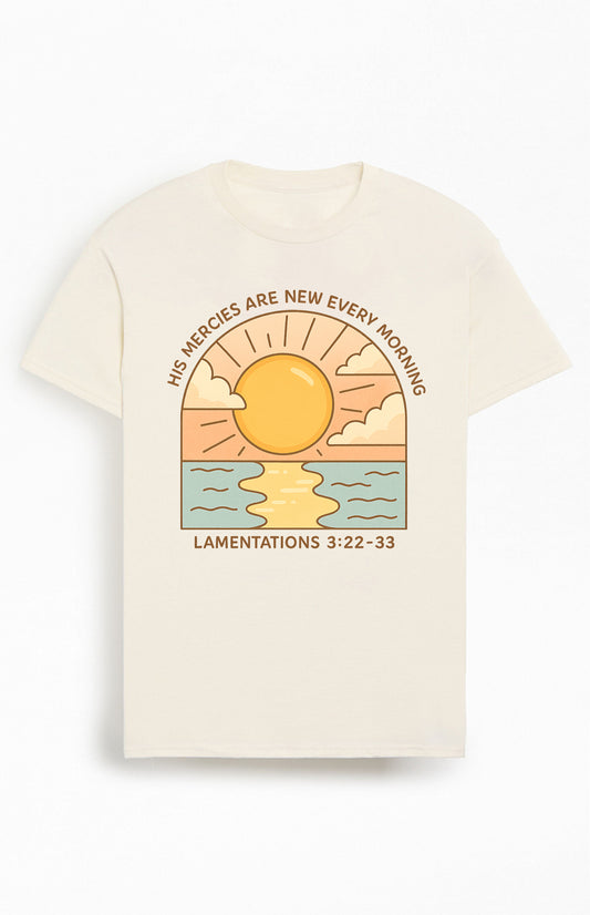His Mercies are New Every Morning  Christians Cotton T-Shirt IV