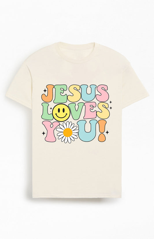 Jesus Loves You Christians Cotton T-Shirt V