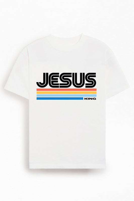 Retro Jesus King Cotton Christian T-Shirt